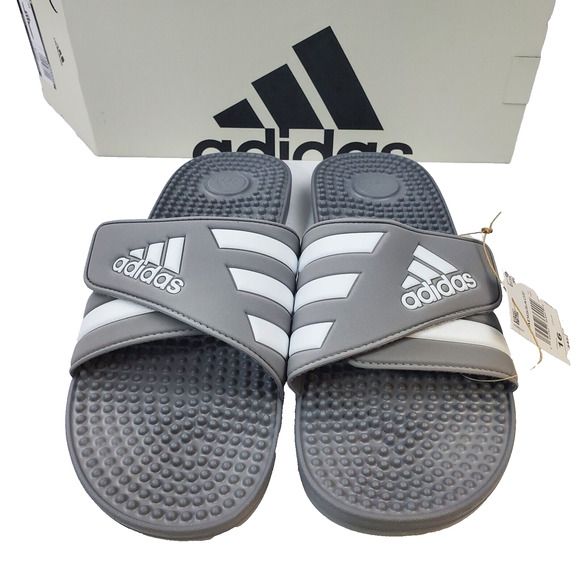 adidas Other - Adidas Adissage Slides Sandal Grey & White Men's 16 New Casual Pool Beach HQ4373